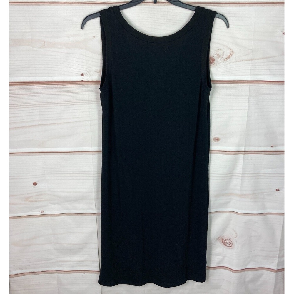 Maronie Dress Womens L Black Tank Midi Sleeveless Knit Scoop Back Solid Pullover